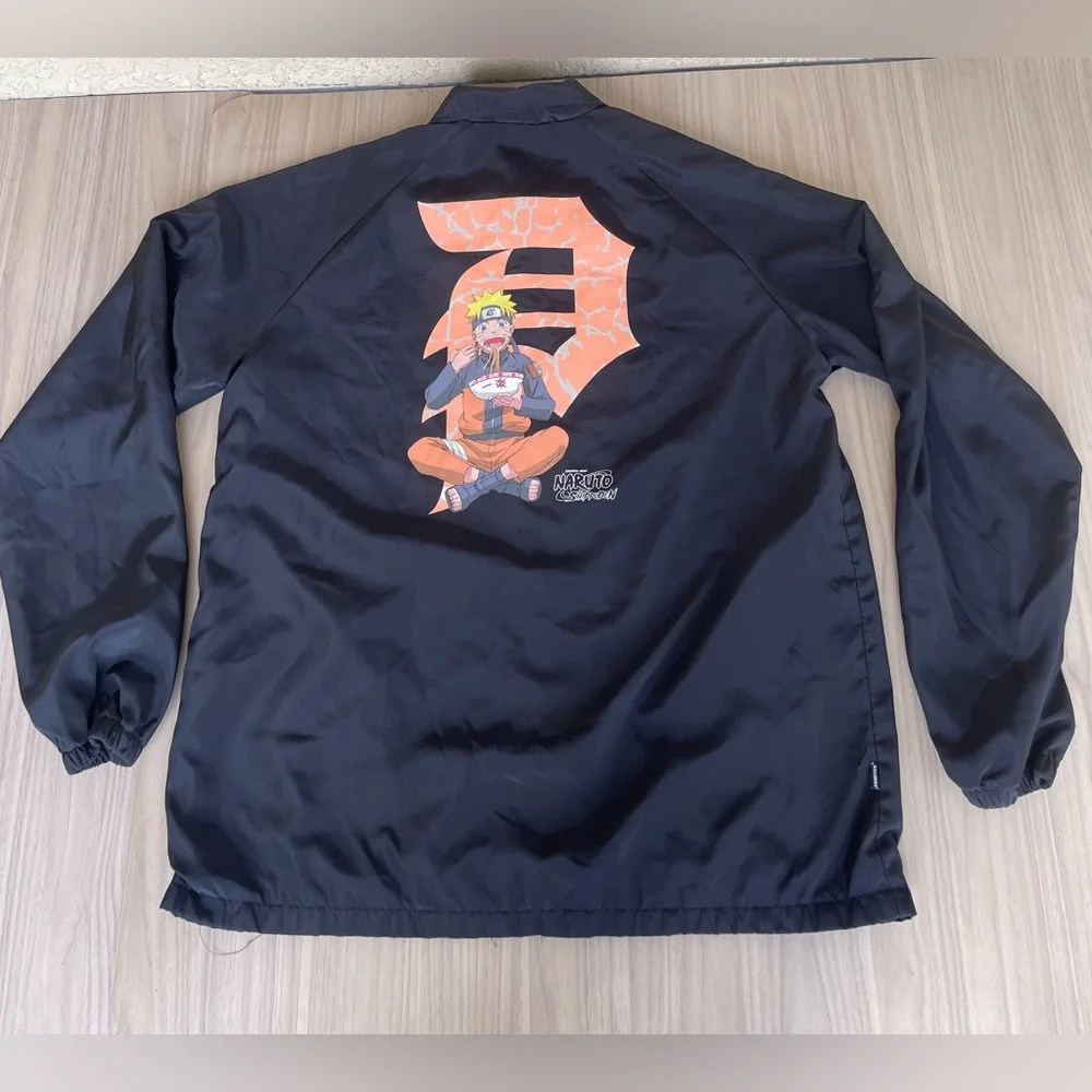 Naruto Shippuden Stylish Navy Windbreaker with Orange Accent